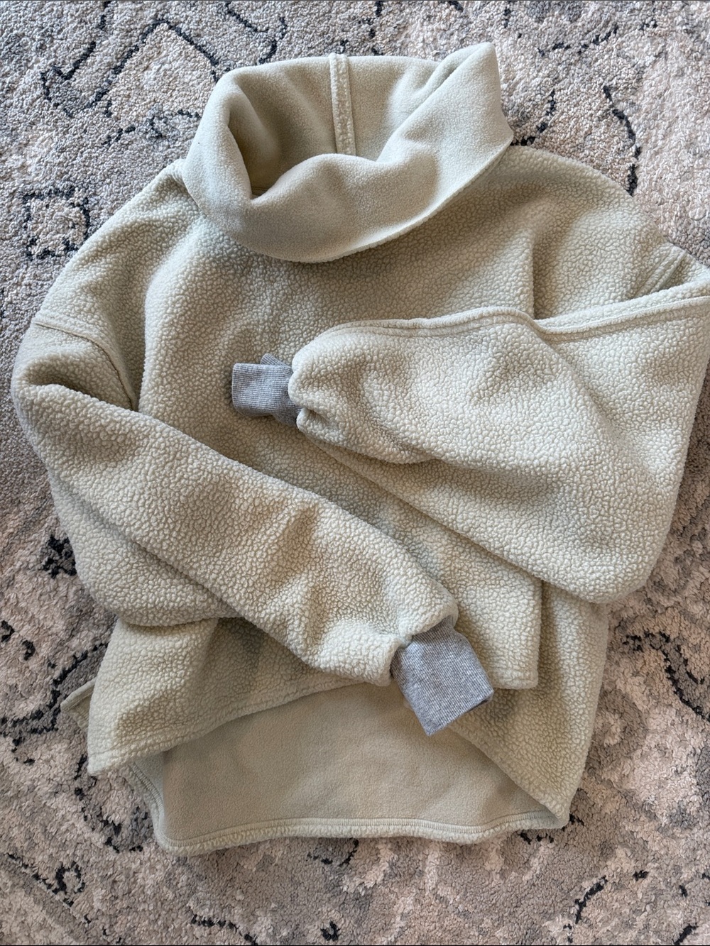 We The Free Sage Funnel Neck Sherpa Pullover with Heather Cuffs